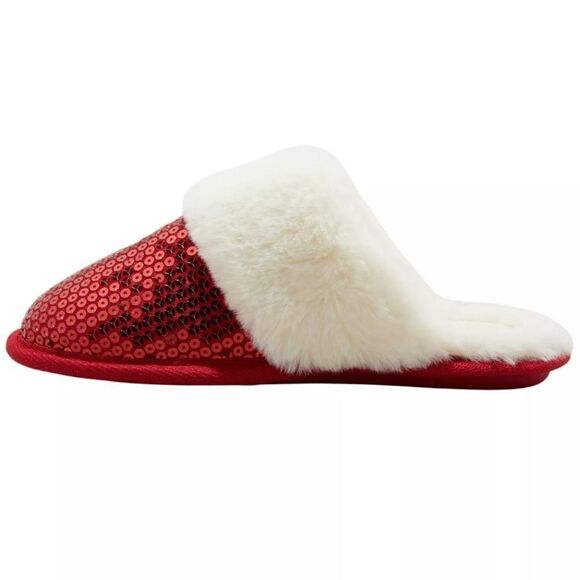 Auden Womens Rae Sequin Scuff Slippers Red S 5/6 - Picture 7 of 7